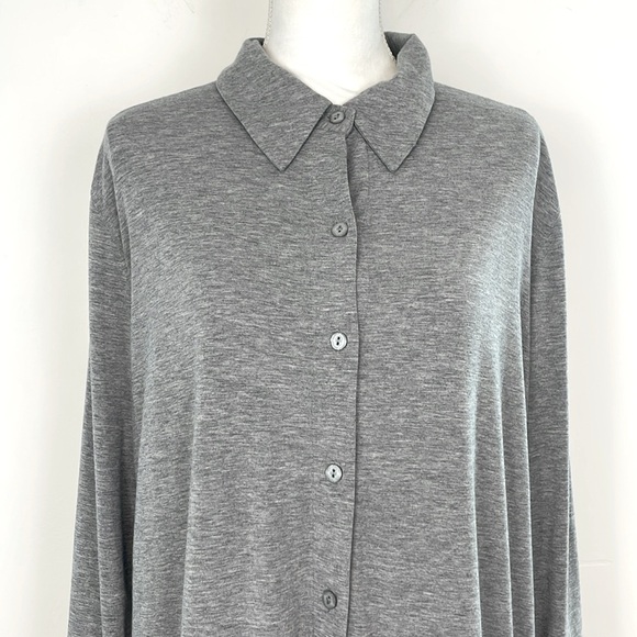 Soft Surroundings Gray Collared Long Sleeve Button Up Shirt. Size Large. - Picture 2 of 12